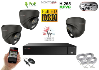 Monitorrs Security Hybrid Light IP 3 kamerový set 2 Mpix GDome (6212K3)